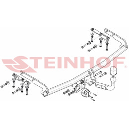 N-016 STEINHOF Фаркоп на Nissan Almera Tino 2000-2006. Требуется подрезка бампера. Тип шара: A. Нагрузки: 1600/75 кг, масса фаркопа 13,1 кг (без электрики в комплекте)