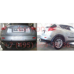 N053A GALIA Полностью оцинкованный фаркоп на Nissan Juke 2WD 2011-2019. Подрозетник убирается за бампер. Шар перекрывает противотуманную фару. Тип шара: A. Н