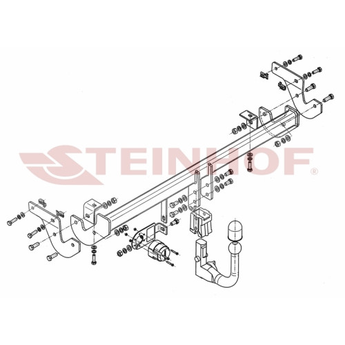 P-020 STEINHOF Фаркоп на Peugeot 208 хетчбек 3/5 дверей 2012-2019, Citroen C3 хетчбек 5 дверей 2016-. Требуется подрезка бампера. Тип шара: AV (вертикальное быстросъемное крепление шара на ключе). Нагрузки: 1300/55 кг, масса фаркопа 19,8 кг (без электрики
