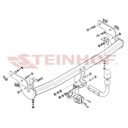 P-027 STEINHOF Фаркоп на Peugeot 207 хетчбек 3/5 дверей 2006-2012. Требуется подрезка бампера. Тип шара: A. Нагрузки: 1200/50 кг, масса фаркопа 16 кг (без электрики в