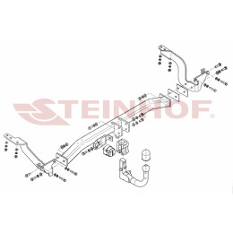 P-045 STEINHOF Фаркоп на Peugeot 5008 2009-2017. Требуется подрезка бампера. Тип шара: AV (вертикальное быстросъемное крепление шара на ключе). Нагрузки: 1800/100 