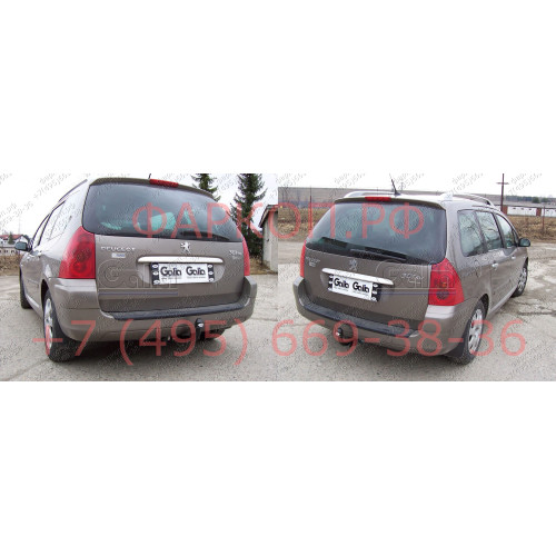 P036C GALIA Полностью оцинкованный фаркоп на Peugeot 307 универсал 2002-2008. Подрозетник убирается за бампер. Тип шара: C (горизонтальный съемный). Установка без снятия и выреза бампера. Нагрузки: 1500/70 кг, масса фаркопа 18,77 кг