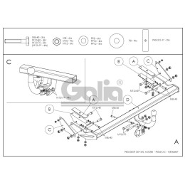 P036C GALIA Полностью оцинкованный фаркоп на Peugeot 307 универсал 2002-2008. Подрозетник убирается за бампер. Тип шара: C (горизонтальный съемный). Устано