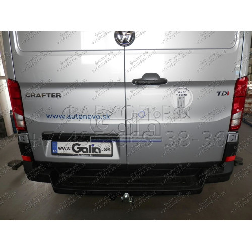 V085C GALIA Полностью оцинкованный фаркоп на Volkswagen Crafter II фургон со ступенькой, одинарные колеса сзади 2017-, MAN TGE фургон со ступенькой 2016-. Без выреза бампера. Тип шара: C (горизонтальный съемный). Нагрузки: 3500/150 кг, масса фаркопа 28,37