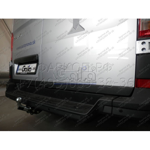 V085C GALIA Полностью оцинкованный фаркоп на Volkswagen Crafter II фургон со ступенькой, одинарные колеса сзади 2017-, MAN TGE фургон со ступенькой 2016-. Без выреза бампера. Тип шара: C (горизонтальный съемный). Нагрузки: 3500/150 кг, масса фаркопа 28,37