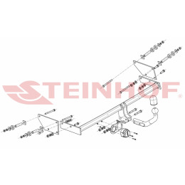 R-041 STEINHOF Фаркоп на Renault Grand Modus 2008-2012 без снятия и подрезки бампера. Тип шара: A. Нагрузки: 1200/75 кг, масса фаркопа 14,4 кг (без электрики в комплекте
