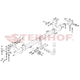R-047 STEINHOF Фаркоп на Nissan X-Trail T32 2014-2017, 2017-2022, Renault Koleos 2016-2020. Требуется подрезка бампера. Тип шара: A. Нагрузки: 2100/110 кг, масса фаркопа 24,1 кг (без эле