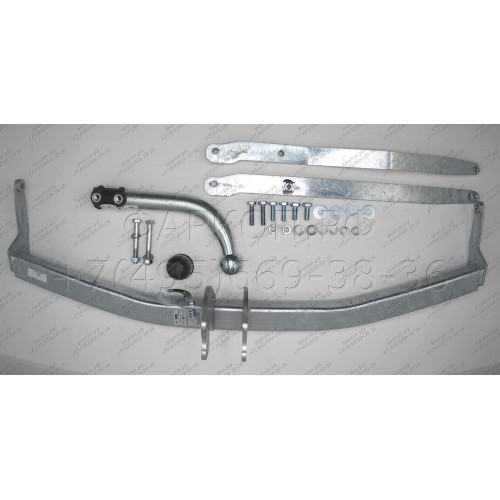 R074A GALIA Полностью оцинкованный фаркоп на Renault Megane II 2003-2008 (classic) седан/универсал, Megane III универсал 2008-2016. Подрозетник убирается за бампер. Тип шара: A. Установка без выреза бампера. Нагрузки: 1300/75 кг, масса фаркопа 16,92 кг