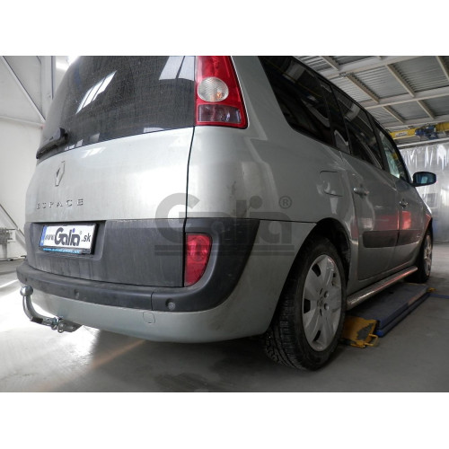 R079A GALIA Полностью оцинкованный фаркоп на Renault Espace 2002-2014, Renault Grand Espace 2003-2014. Подрозетник убирается за бампер. Тип шара: A. Установка без снятия и выреза бампера. Нагрузки: 2000/80 кг, масса фаркопа 19,75 кг