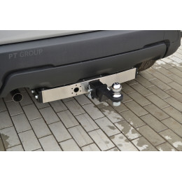 RDU-21-991124.00 PT GROUP Фаркоп с нержавеющей накладкой на Renault Duster 2021-2022 без подрезки бампера. Тип шара: E (легкосъемный шар под квадрат). Нагрузки: 1600/75