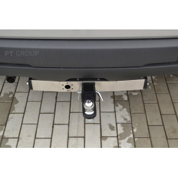 RDU-21-991124.00 PT GROUP Фаркоп с нержавеющей накладкой на Renault Duster 2021-2022 без подрезки бампера. Тип шара: E (легкосъемный шар под квадрат). Нагрузки: 1600/75