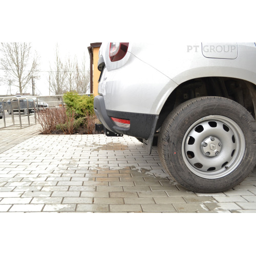 RDU-21-991124.00 PT GROUP Фаркоп с нержавеющей накладкой на Renault Duster 2021-2022 без подрезки бампера. Тип шара: E (легкосъемный шар под квадрат). Нагрузки: 1600/75 кг, масса фаркопа 19 кг (без электрики в комплекте)