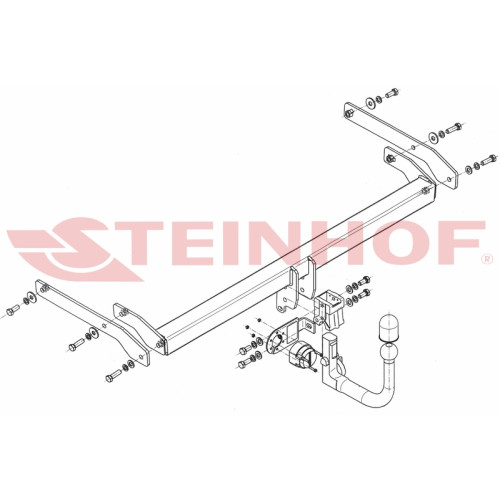 S-392 STEINHOF Фаркоп на Suzuki Kizashi 2010-2013. Требуется подрезка бампера. Тип шара: AV (вертикальное быстросъемное крепление шара на ключе). Нагрузки: 1700/75 кг, масса фаркопа 19,91 кг (без электрики в комплекте)