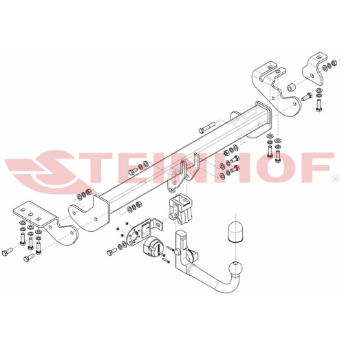 S-469 STEINHOF Фаркоп на SsangYong Actyon 2011-2015 без снятия и подрезки бампера. Тип шара: AV (вертикальное быстросъемное крепление шара на ключе). Нагрузки: 2400/100 кг, масса фаркопа 21 кг (без электрики в комплекте)