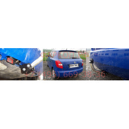 S081A GALIA Полностью оцинкованный фаркоп на Skoda Fabia хетчбек 2000-2007, 2007-2014. Подрозетник убирается за бампер. Тип шара: A. Невидимый вырез бампера. На