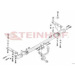 T-104 STEINHOF Фаркоп на Toyota Avensis седан/лифтбек T25 04/2003-2009 без снятия и подрезки бампера. Тип шара: A. Нагрузки: 1550/75 кг, масса фаркопа 18,4 кг (без электр