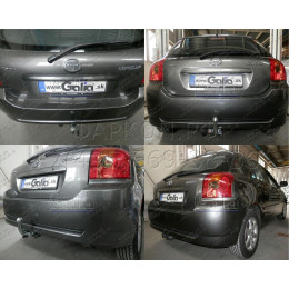 T067A GALIA Полностью оцинкованный фаркоп на Toyota Corolla хетчбек 3/5 дверей 2002-2007. Тип шара: A. Невидимый вырез бампера. Нагрузки: 1300/75 кг, масса фаркопа