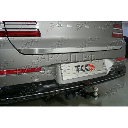 TCU00306N ТСС Фаркоп оцинкованный на Genesis GV80 2020- (бензин) без подрезки бампера. Тип шара: E (шаровый узел под американский квадрат с нержавеющим шаром). Нагрузки: 1250/75 кг