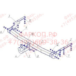 TY 22 AVTOS Фаркоп на Toyota RAV4 2006-2013 без подрезки бампера. Тип шара: A. Нагрузки: 1500/75 кг, масса фаркопа 19,5 кг (без электрики в комплекте)