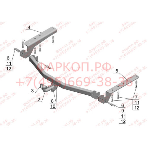 TY 34 AVTOS Фаркоп на Toyota RAV4 2013-2019. Необходима подрезка бампера. Тип шара: A. Нагрузки: 1500/75 кг, масса фаркопа 20 кг (без электрики в комплекте)