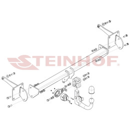 V-079 STEINHOF Фаркоп на Volkswagen Caddy 2020-, Ford Tourneo Connect 2022- без подрезки бампера. Тип шара: AV (вертикальное быстросъемное крепление шара на ключе). Нагруз