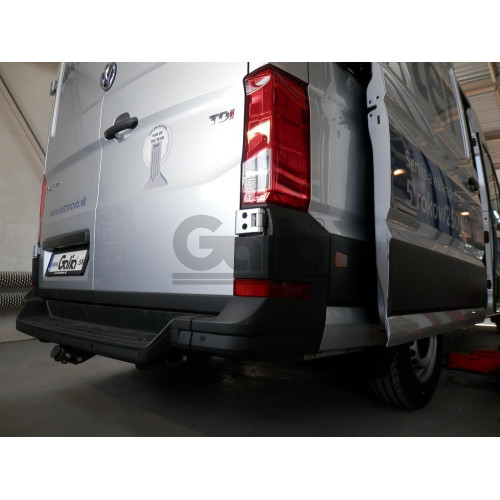 V085C GALIA Полностью оцинкованный фаркоп на Volkswagen Crafter II фургон со ступенькой, одинарные колеса сзади 2017-, MAN TGE фургон со ступенькой 2016-. Без выреза бампера. Тип шара: C (горизонтальный съемный). Нагрузки: 3500/150 кг, масса фаркопа 28,37