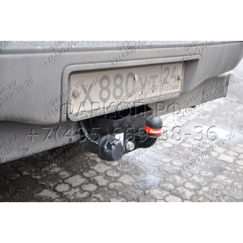 3065-F ORIS Фаркоп на Toyota Hilux (с отбойным брусом) 2008-2015 без выреза в бампере. Тип шара: F. Нагрузки: 1500/75 кг, масса фаркопа 14 кг (без электрики в комплекте)