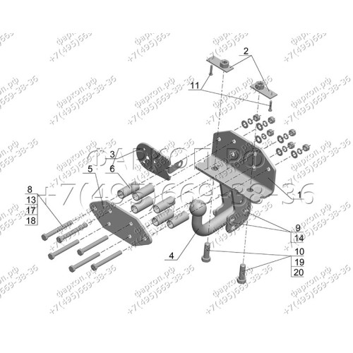 TY 19 AVTOS Фаркоп на Toyota Land Cruiser 200 2007-2021, Lexus LX 2007-2022. Необходима подрезка бампера. Тип шара: A. Нагрузки: 2700/100 кг, масса фаркопа 10,5 кг (без электрики в комплекте)
