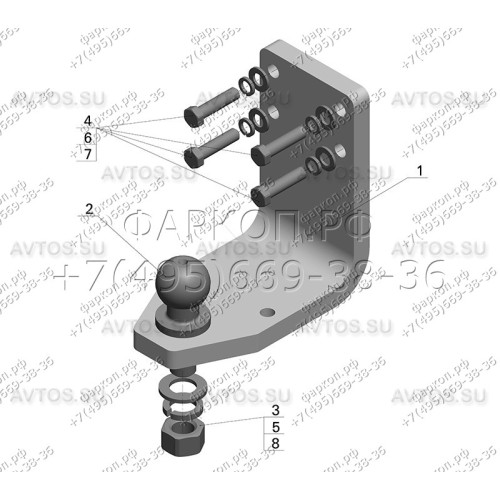 TY 35 AVTOS Фаркоп на Toyota Land Cruiser 76 1989-1998 без снятия и подрезки бампера. Тип шара: E. Нагрузки: 2000/100 кг (без электрики в комплекте)