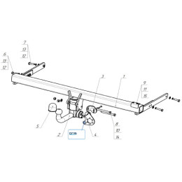 2106-D2 ORIS Фаркоп на Volkswagen Tiguan 2016-2024, Skoda Kodiaq 2017-2023, 2023-, Skoda Karoq 2017-, Seat Ateca 2016- без выреза в бампере. Тип шара: D2 (вертикально-съемный с ключом). Нагруз