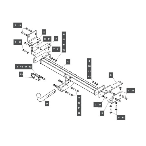 249478 BALTEX Фаркоп на Lexus RX 2015-2022 (кроме Long) без снятия и выреза бампера. Тип шара: A. Нагрузки: 2500/120 кг, масса фаркопа 28,68 кг (без электрики в комплекте)