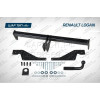 F.4713.001 BERG Фаркоп на Renault Logan 2005-2014 без снятия и подрезки бампера. Тип шара: A. Нагрузки: 1200/75 кг, масса фаркопа 13,5 кг (без электрики в комплекте)