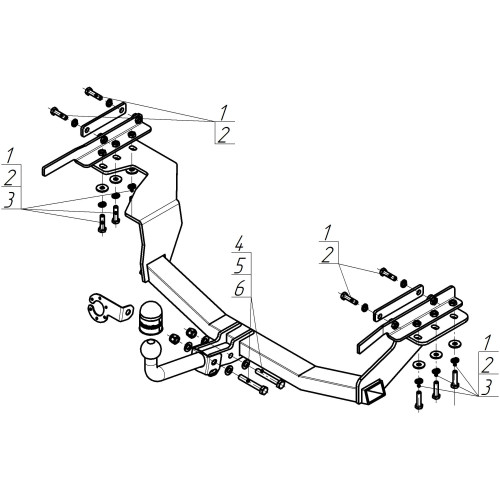 91402-A MOTODOR Фаркоп с оцинкованным шаром на Nissan X-Trail T31 2007-2015 без выреза в бампере. Тип шара: A. Нагрузки: 1500/75 кг, масса фаркопа 20 кг (без электрики в комплекте)