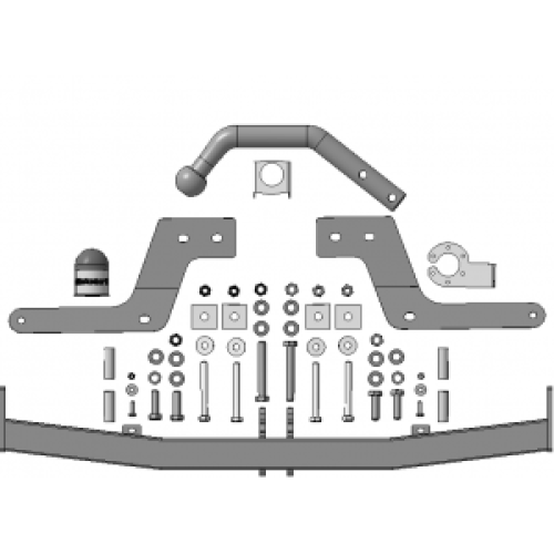 92107-A MOTODOR Фаркоп с оцинкованным шаром на Lada XRay 2016-2022, Lada X-Ray Cross 2018-2022 без выреза в бампере. Тип шара: A. Нагрузки: 900/75 кг, масса фаркопа 15 кг (без электрики в комплекте)