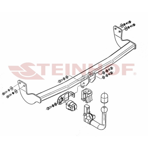 C-011 STEINHOF Фаркоп на Citroen C3 2010-2016 без снятия и подрезки бампера. Тип шара: AV (вертикальное быстросъемное крепление шара на ключе). Нагрузки: 1250/60 кг, масса фаркопа 16,1 кг (без электрики в комплекте)