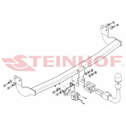 C-054 STEINHOF Фаркоп на Citroen DS3, кроме Racing 2010-2016. Требуется подрезка бампера. Тип шара: AH (горизонтальное быстросъемное крепление шара на ключе). На