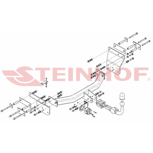 C-214 STEINHOF Фаркоп на Chrysler Sebring 2007-2011 (требуется подрезка бампера), Dodge Avenger 2007-2015 (без подрезки бампера). Тип шара: AH (горизонтальное быстросъемное крепление шара на ключе). Нагрузки: 1500/90 кг, масса фаркопа 24,4 кг (без электри