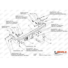 C.032 IMIOLA Фаркоп Citroen C3 II Picasso 2009-2017. Тип шара: A. Нагрузки: 1200/61 кг (без электрики в комплекте)