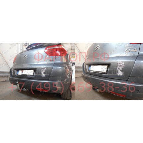 C051C GALIA Полностью оцинкованный фаркоп на Citroen C4 Picasso 2006-2013, Citroen C4 Grand Picasso 2006-2013, Peugeot 5008 2009-2017. Тип шара: C (горизонтальный съемный). Невидимая минимальная подрезка бампера. Нагрузки: 1600/75 кг, масса фаркопа 17,97 