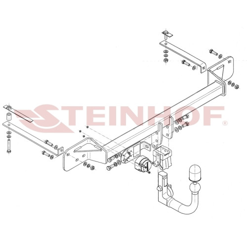 F-125 STEINHOF Фаркоп на FIAT Grande Punto 2005-2013, FIAT Punto 2012-, FIAT Grande Punto Evo 2009-, Alfa Romeo MiTo 2008-2018. Требуется подрезка бампера. Тип шара: AV (вертикальное быстросъемное крепление шара на ключе). Нагрузки: 1200/60 кг, масса фарк