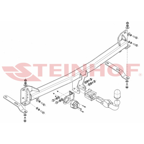 F-258 STEINHOF Фаркоп на Ford Explorer дорестайлинг 2011-2015 без подрезки бампера. Тип шара: AH (горизонтальное быстросъемное крепление шара на ключе). Нагрузки: 2400/130 кг, масса фаркопа 21,7 кг (без электрики в комплекте)