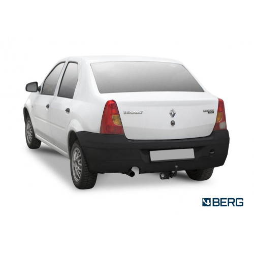 F.4713.001 BERG Фаркоп на Renault Logan 2005-2014 без снятия и подрезки бампера. Тип шара: A. Нагрузки: 1200/75 кг, масса фаркопа 13,5 кг (без электрики в комплекте)