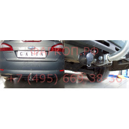 F112A GALIA Полностью оцинкованный фаркоп на Ford Mondeo хетчбек 5 дверей 2007-2015. Подрозетник убирается за бампер. Тип шара: A. Без выреза бампера. Нагру