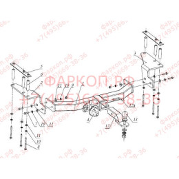 FA 0530-E Бизон Фаркоп на SsangYong Kyron 2005-2016 без подрезки бампера. Тип шара: E (легкосъемный шар под квадрат). Нагрузки: 3500/120 кг. Не комплектуется элек