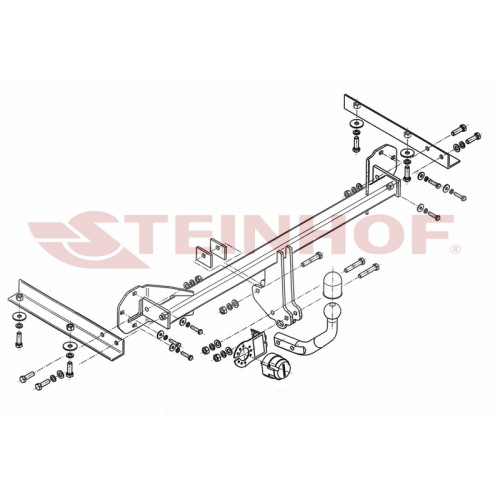 H-042 STEINHOF Фаркоп на Honda Civic хетчбек 5 дверей 2012-2014. Требуется подрезка бампера. Тип шара: A. Нагрузки: 1500/75 кг, масса фаркопа 19 кг (без электрики в комплекте)