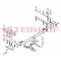 H-052 STEINHOF Фаркоп на Honda Civic хетчбек 5 дверей 2001-2005. Требуется подрезка бампера. Тип шара: A. Нагрузки: 1200/75 кг, масса фаркопа 20,23 кг (без электрики 