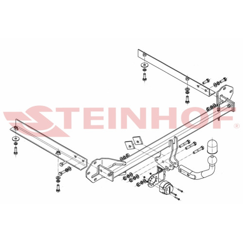 H-059 STEINHOF Фаркоп на Honda Civic универсал 2014-2017. Требуется подрезка бампера. Тип шара: A. Нагрузки: 1500/75 кг, масса фаркопа 17,9 кг (без электрики в комплекте)