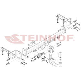 H-084 STEINHOF Фаркоп на Honda CR-V V 2017-2022. Требуется подрезка бампера. Тип шара: AV (вертикальное быстросъемное крепление шара на ключе). Нагрузки: 2000/120 