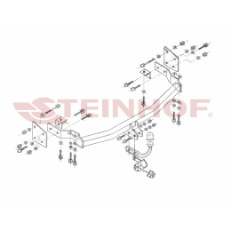 H-270 STEINHOF Фаркоп на Hyundai Santa Fe I, кроме версии 2.4 09/2000-2006. Требуется подрезка бампера. Тип шара: A. Нагрузки: 2300/92 кг, масса фаркопа 23,4 кг (без электр