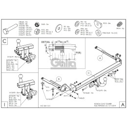 H092C GALIA Полностью оцинкованный фаркоп на Honda Civic Tourer универсал 2013-2017. Подрозетник убирается за бампер. Тип шара: C (горизонтальный съемный). Не